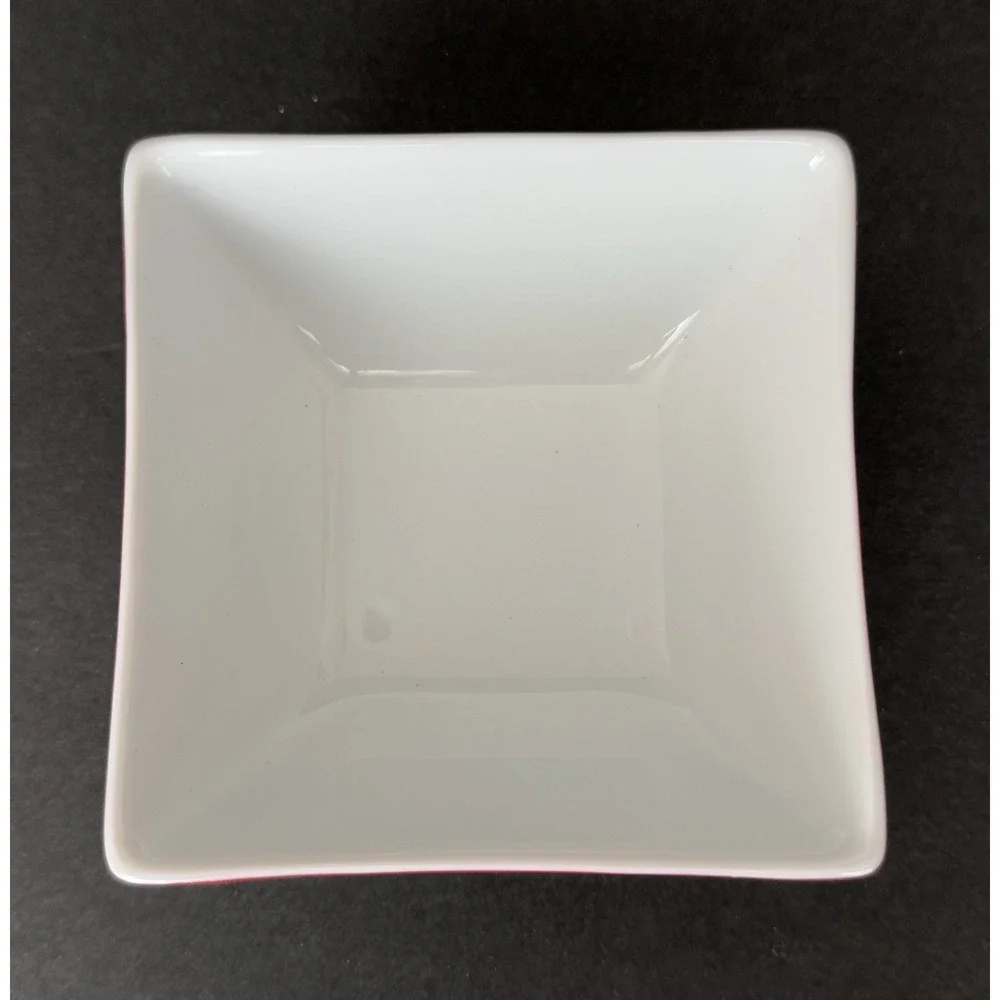 Charter Club GRAND BUFFET Red Berry - Set of 4 Porcelain Square Berry Bowls -EUC